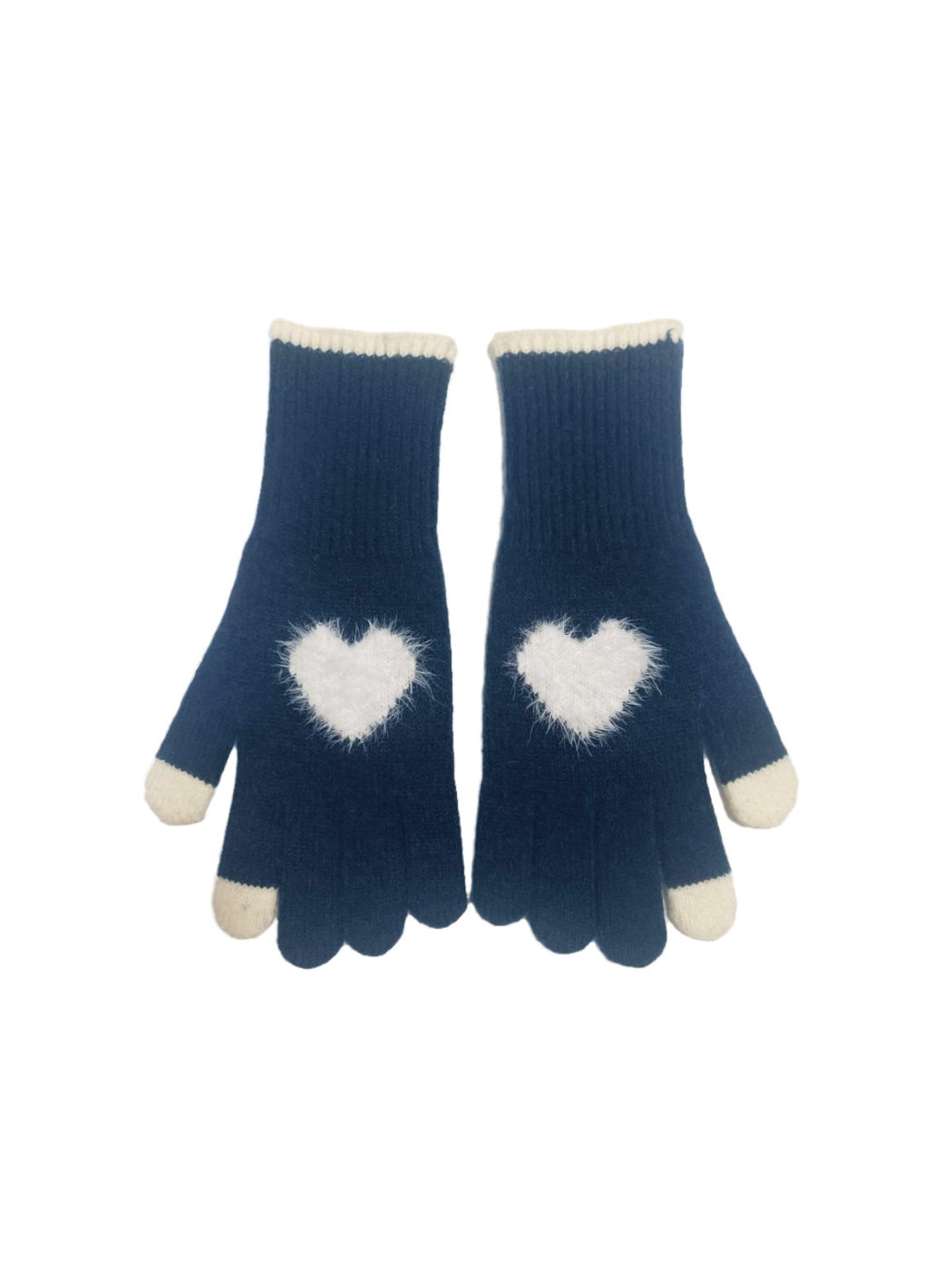 Gloving - Fuzzy Heart Knit Gloves