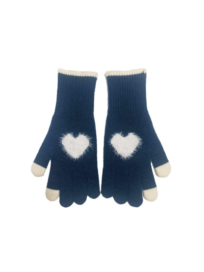 Gloving - Fuzzy Heart Knit Gloves