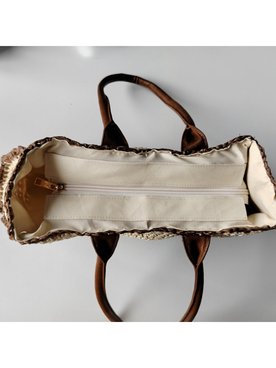 Cosbai - Contrast Trim Woven Tote Bag - image 3