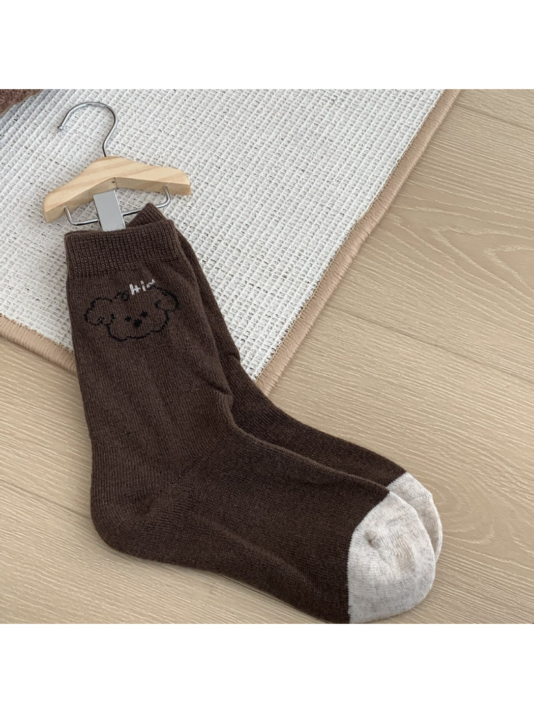 Rufia - Teddy Face Cozy Crew Socks