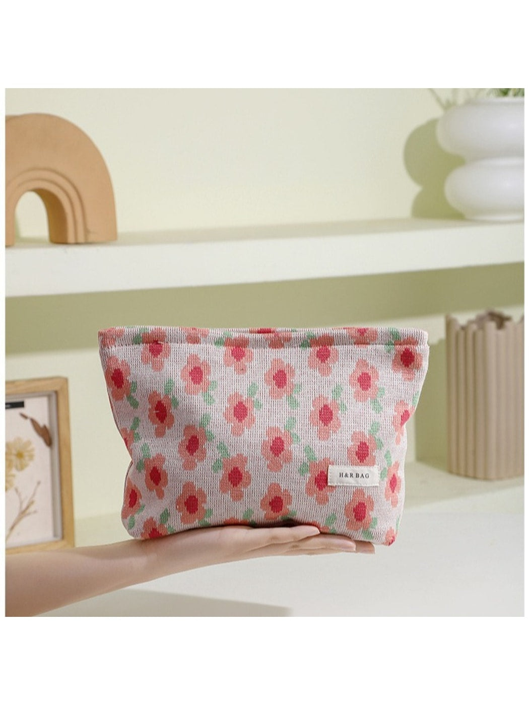 Cosbai - Floral Print Travel Makeup Organizer Bag