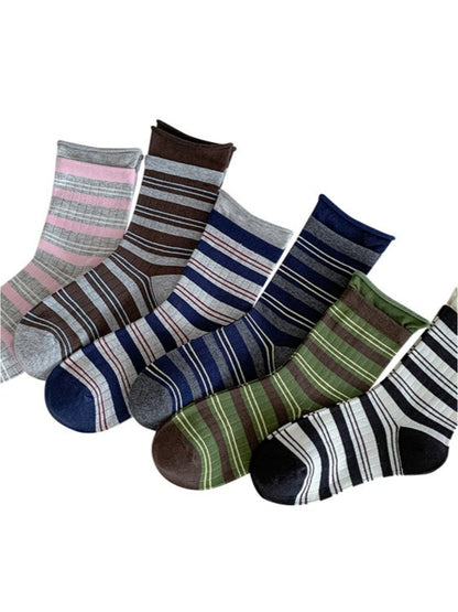 Rufia - Neutral Stripe Color-Block Crew Socks