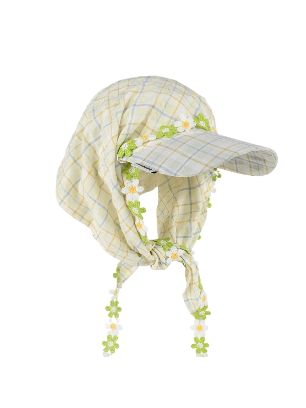 Haila - Daisy Trim Plaid Scarf Cap