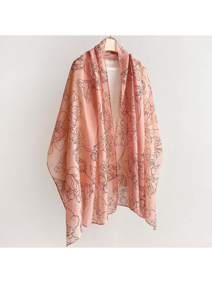 Scarvii - Elegant Marbled Print Summer Wrap Scarf