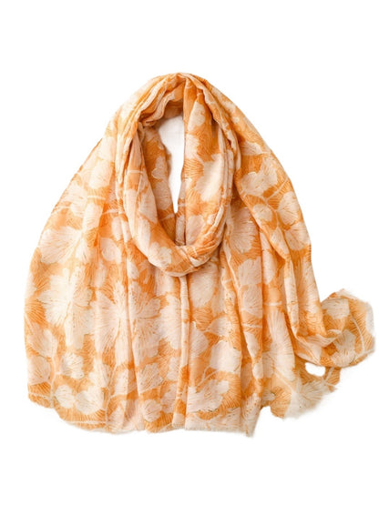 Scarvii - Gold Foil Scarf & Shawl with Floral Print