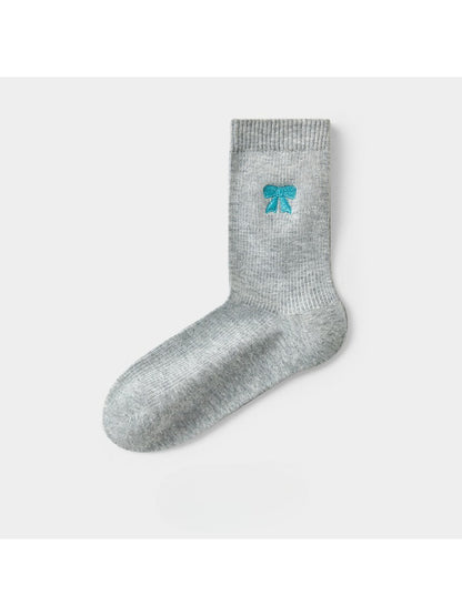 Rufia - Ribbed Crew Bow Accent Socks