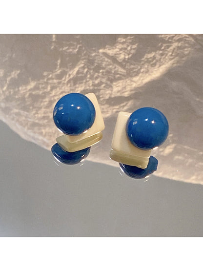 Earwish - Retro Colorblock Geometric Stud Earrings
