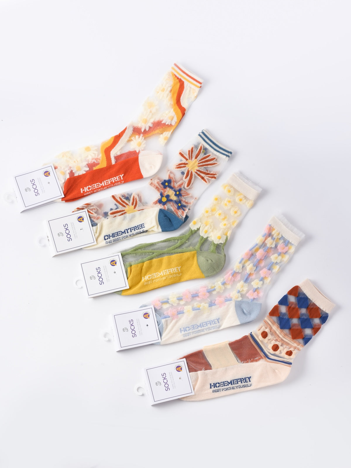 Rufia -  Hollow-out Floral Pattern Sheer Socks