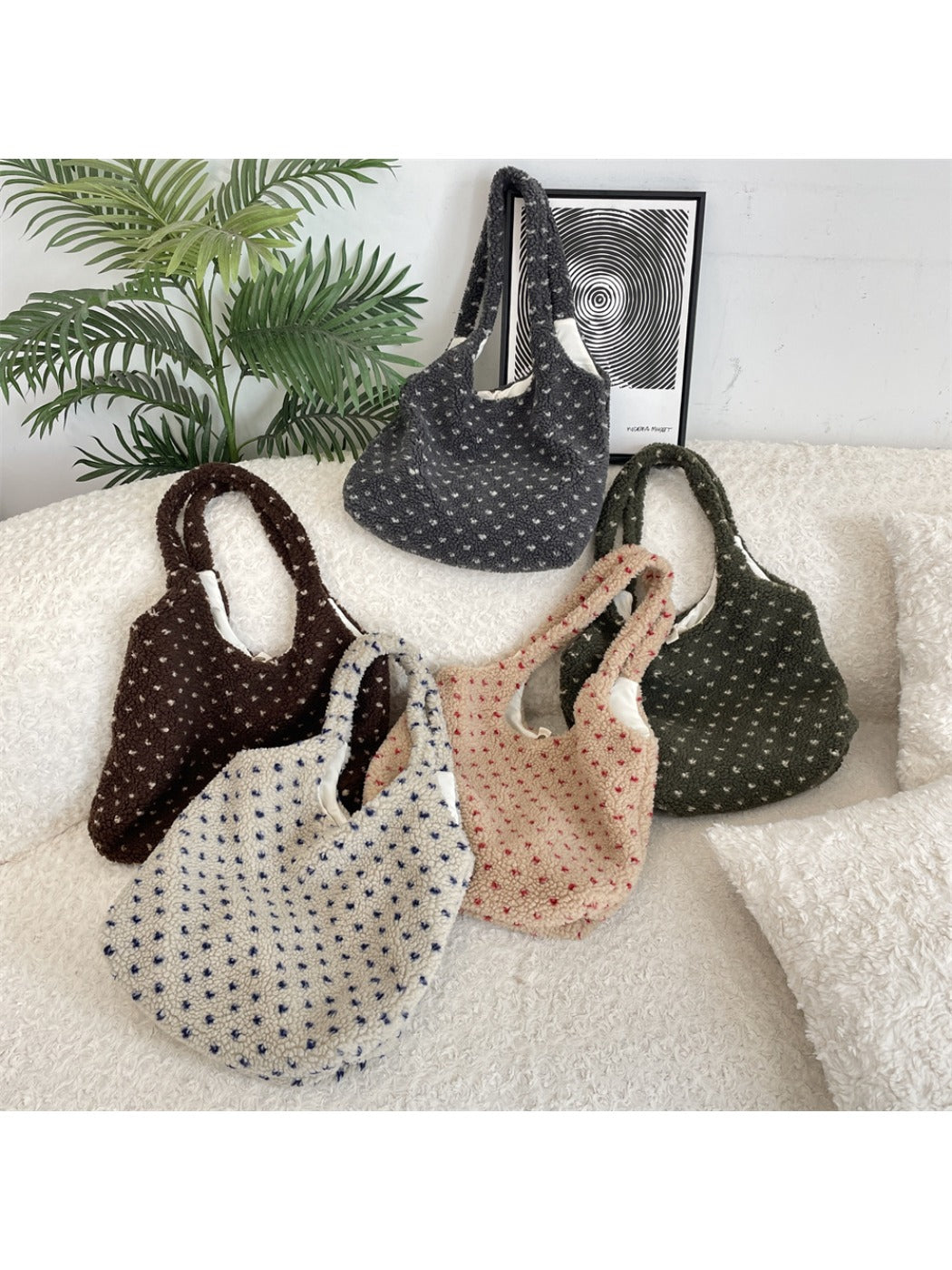 Cosbai – Plush Heart Tote Shoulder Bag