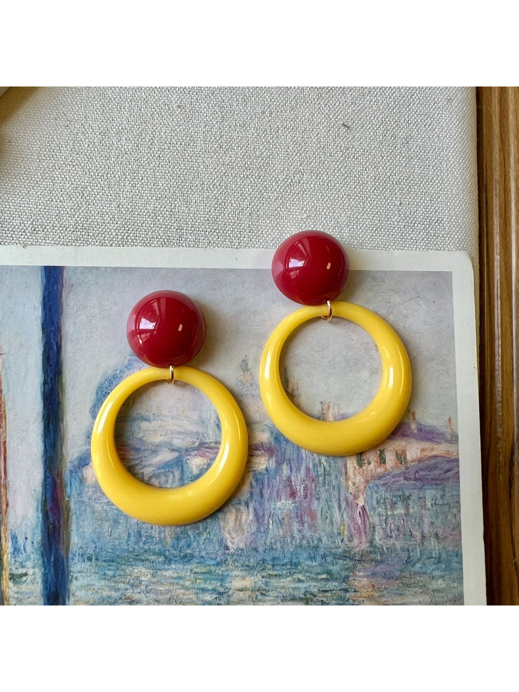 Earwish - Retro Colorblock Ring Drop Earrings