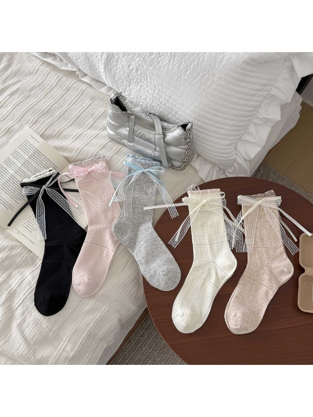 Rufia - Women's Frill Trim Bow Detail Crew Socks
