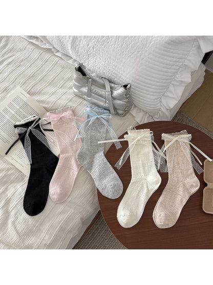 Rufia - Women's Frill Trim Bow Detail Crew Socks