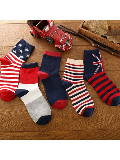 Rufia Independence Day crew socks with red, white, and blue stripes