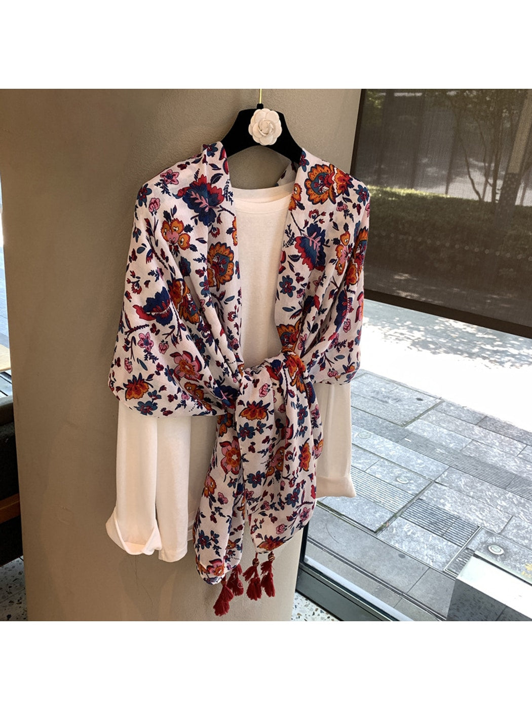 Scarvii - Floral Tassel Printed Everyday Shawl Scarf