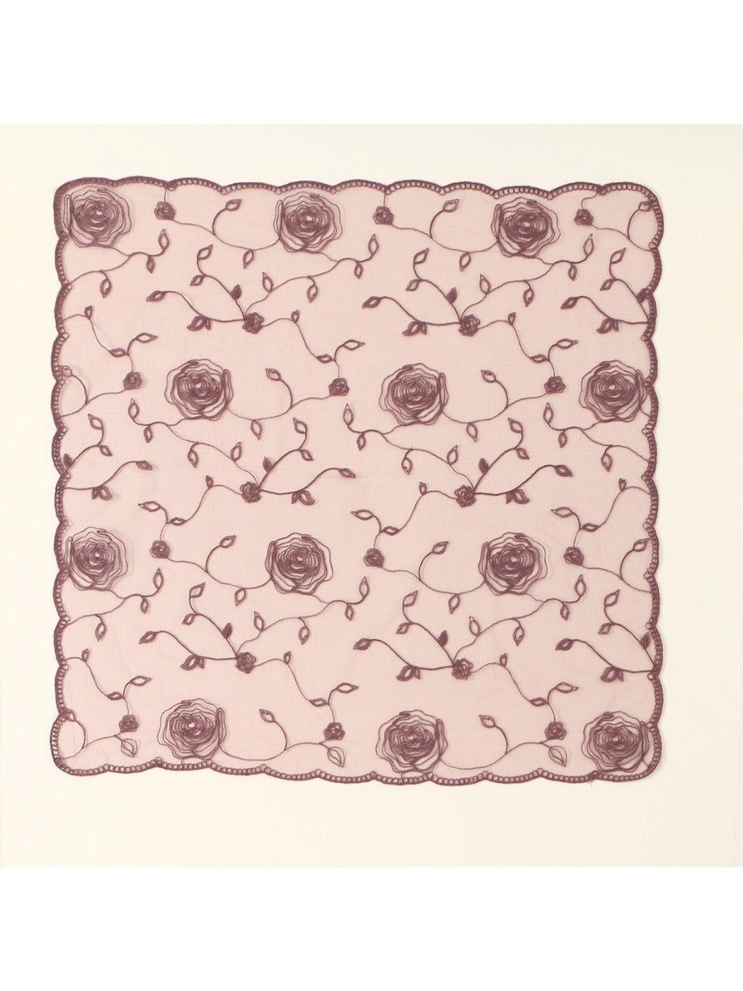 Scarvii - Rose Embroidered Square Scarf & Shawl