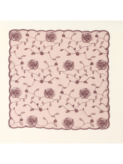 Scarvii - Rose Embroidered Square Scarf & Shawl