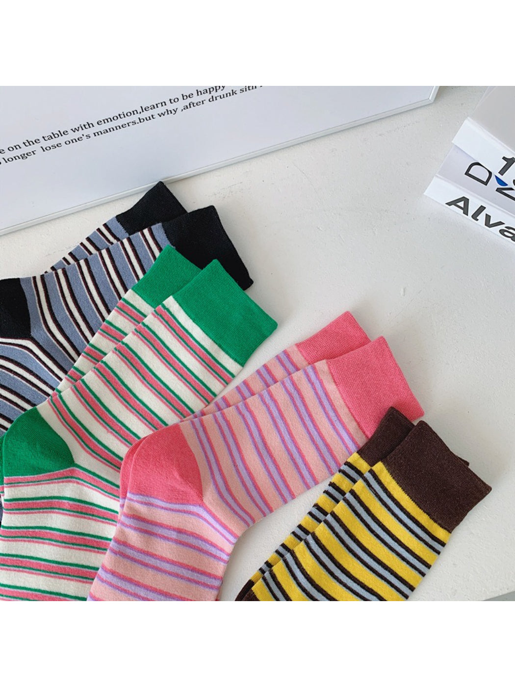 Rufia - Bright Stripe Knit Crew Socks