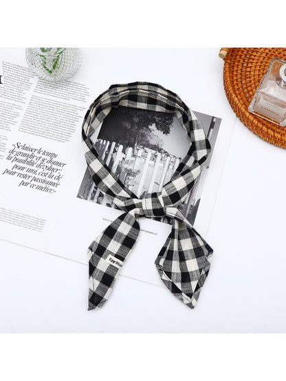 Scarvii - Geometric Check Tie-End Triangle Bandana