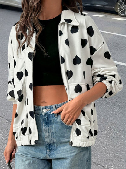 Crosa - Sweet Street Heart Zip Up Jacket Sweater