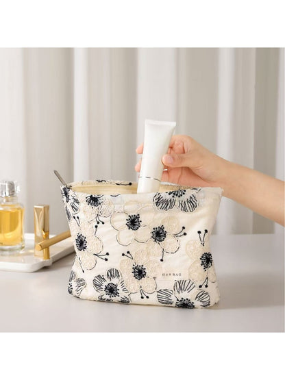 Cosbai - Floral Embroidered Travel Toiletry Bag