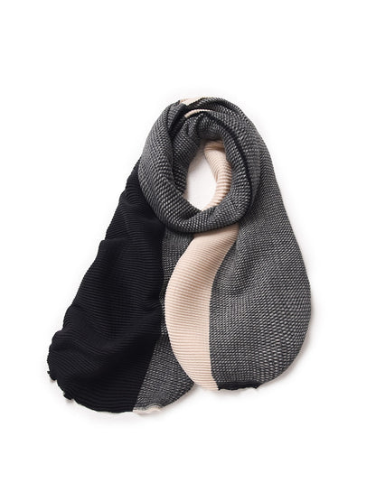 Scarvii - Double-Sided Crinkle Colorblock Long Scarf