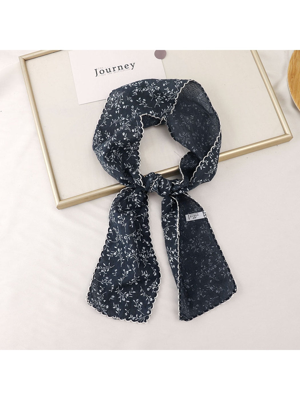 Scarvii - Printed Floral Neck Styling Narrow Scarf