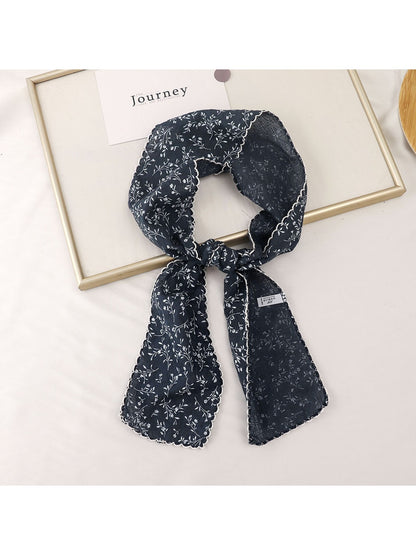 Scarvii - Printed Floral Neck Styling Narrow Scarf