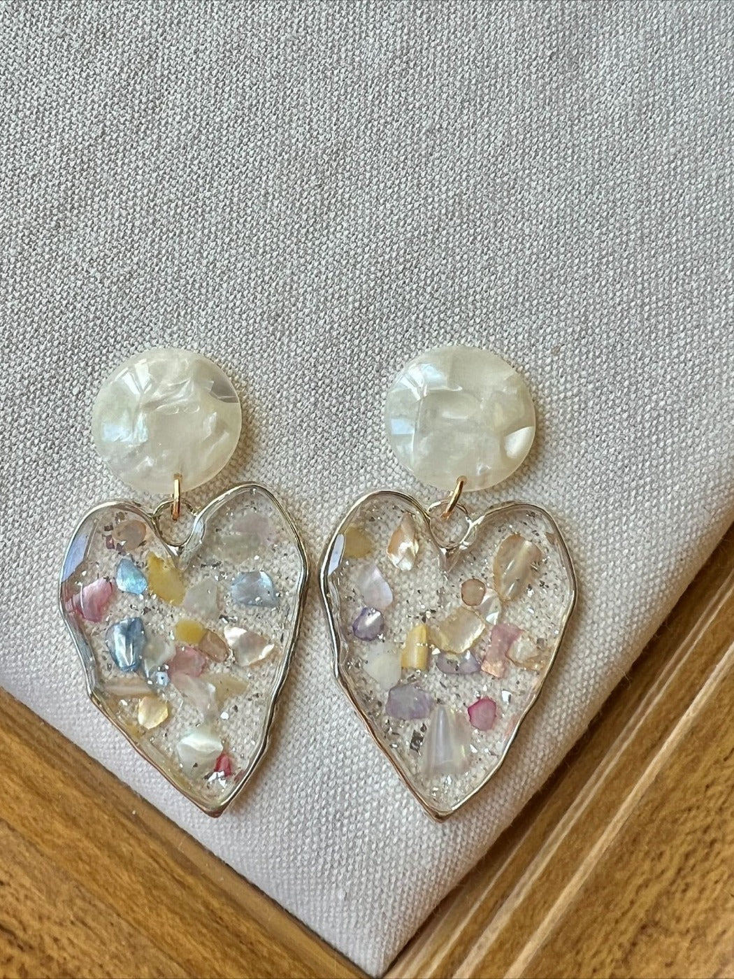 Earwish - Vintage White Heart Pendant Earrings