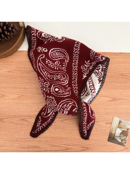 Scarvii - Paisley Pattern Knit Triangle Scarf