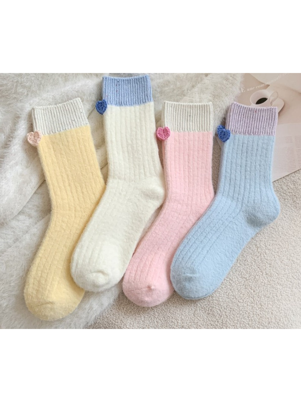 Rufia - Heart Detail Rib Crew Socks