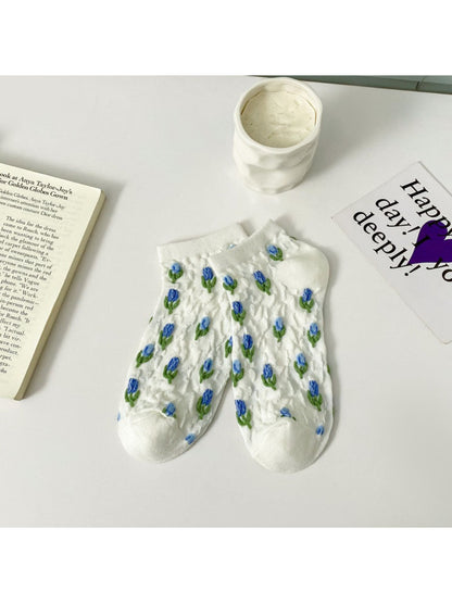 Rufia - Floral Blue Mid-Calf Socks product image 3