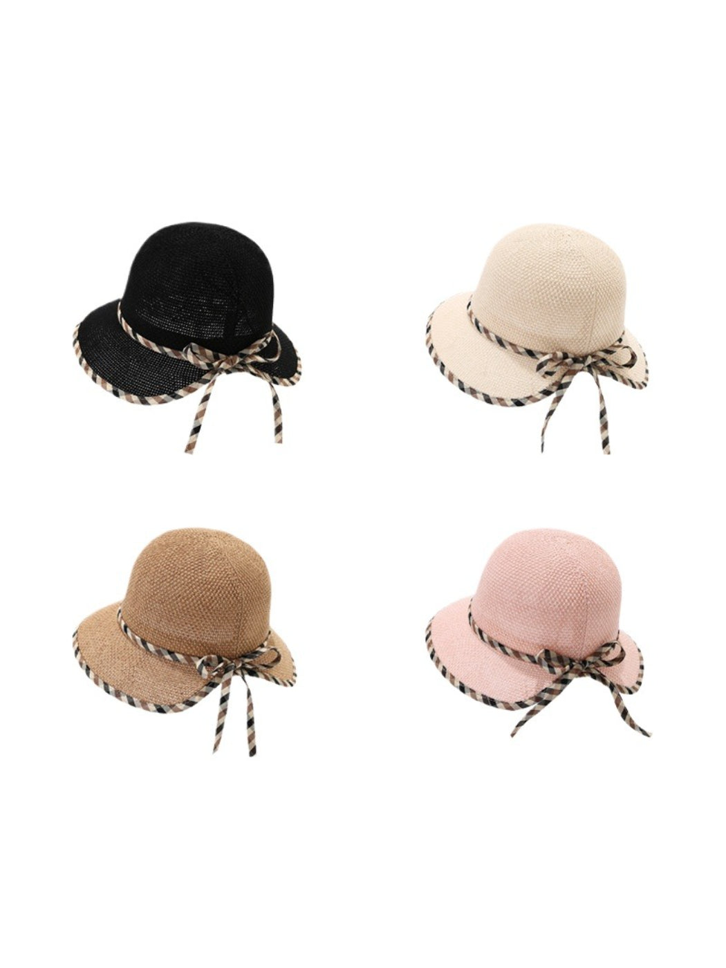 Haila bow detail woven cloche hat shown on a white background