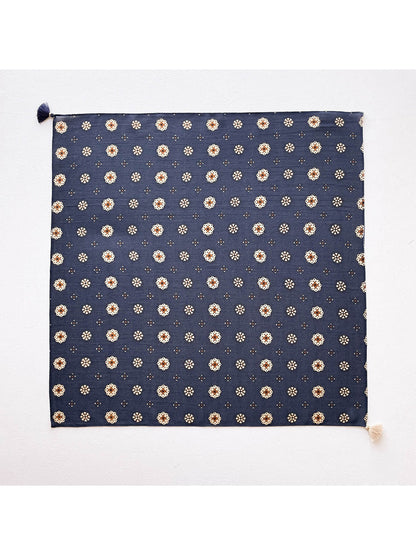 Scarvii - Geometric Flower Print Tassel Square Scarf