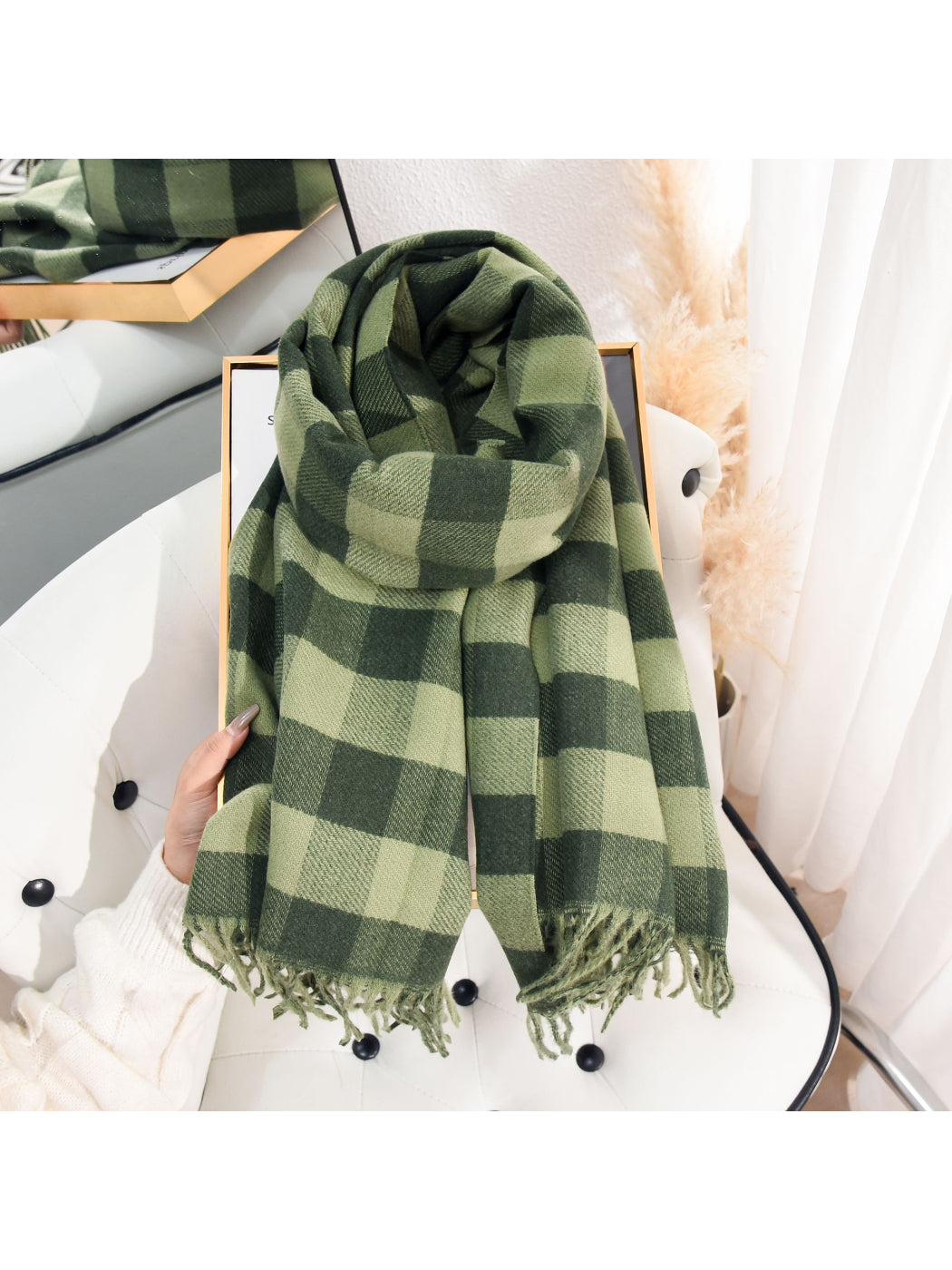 Scarvii - Buffalo Plaid Fringe Winter Scarf