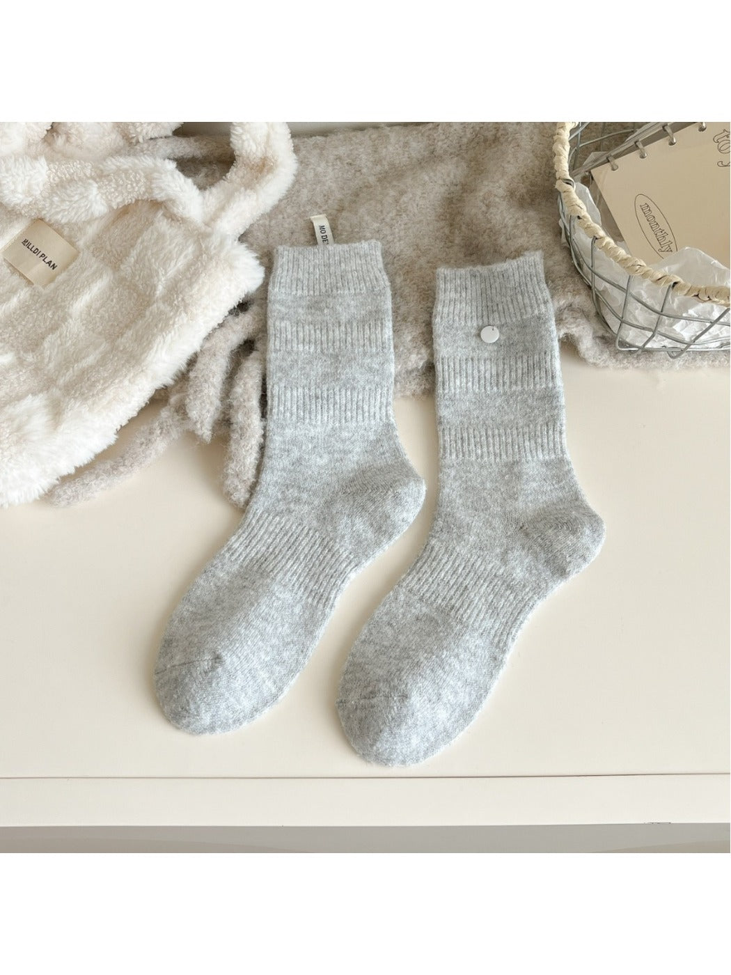 Rufia - Mid-Calf Socks with Shell Buttons
