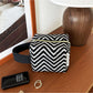 Cosbai Zigzag Print Zip Pouch laid flat highlighting the full zigzag print design