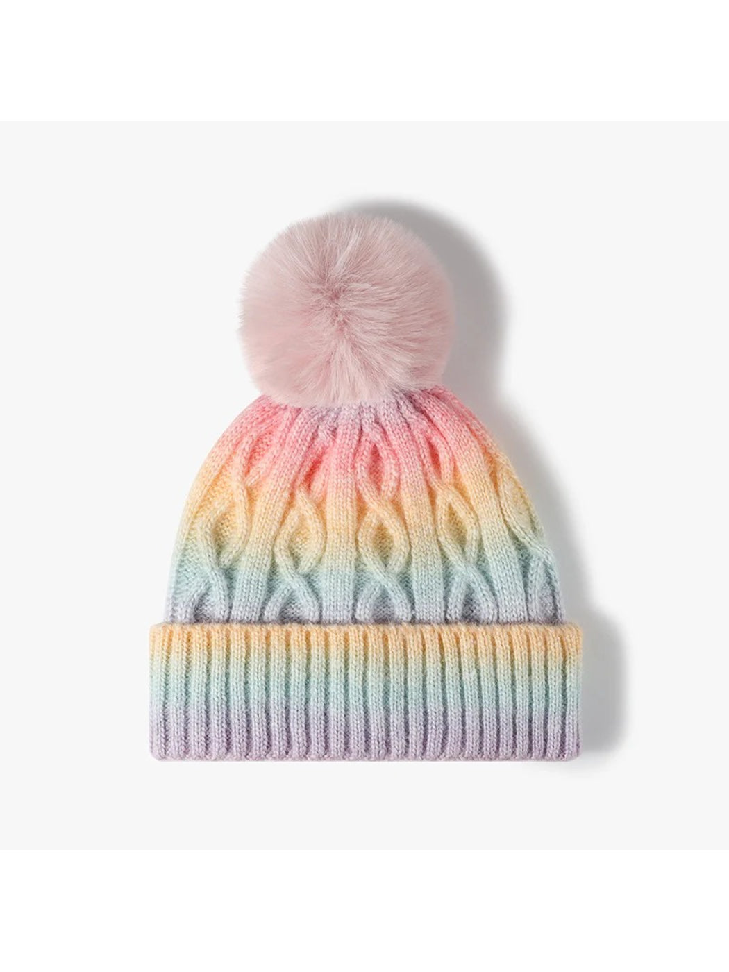 Haila - Gradient Cable Knit Pom Beanie