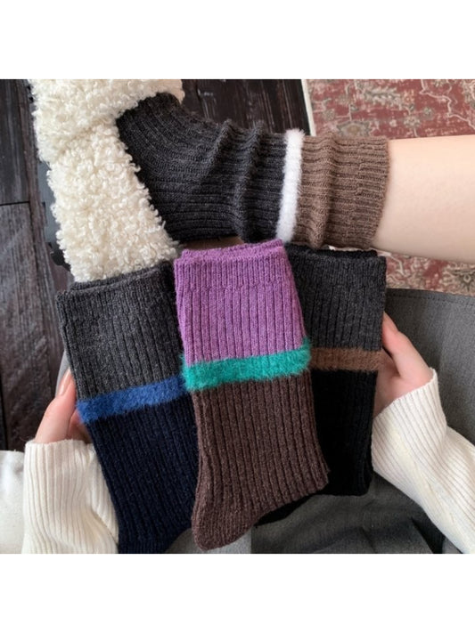 Rufia - Stacked Contrast Stripe Ribbed Crew Socks