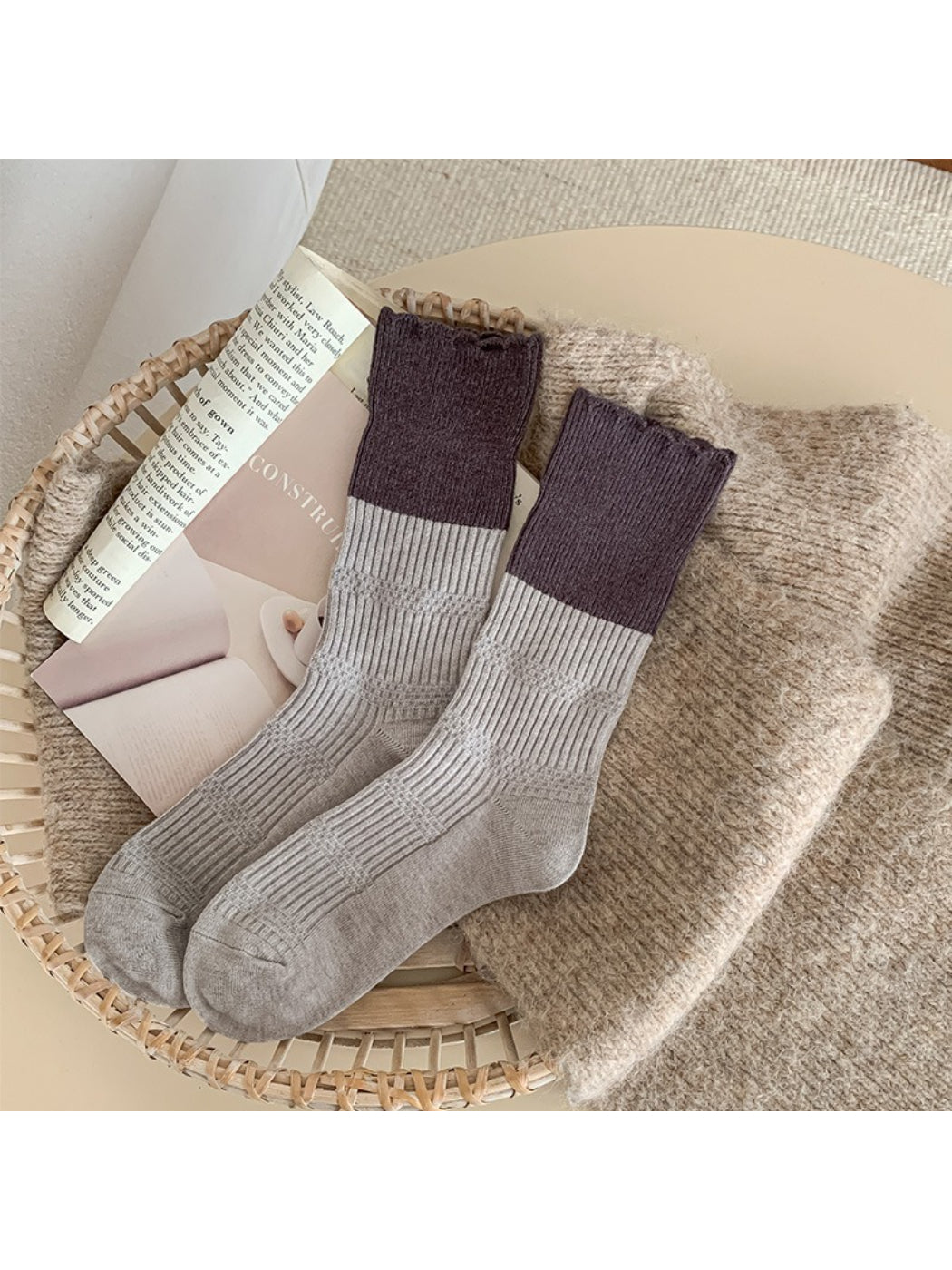 Rufia - Textured Ribbed Crew Socks