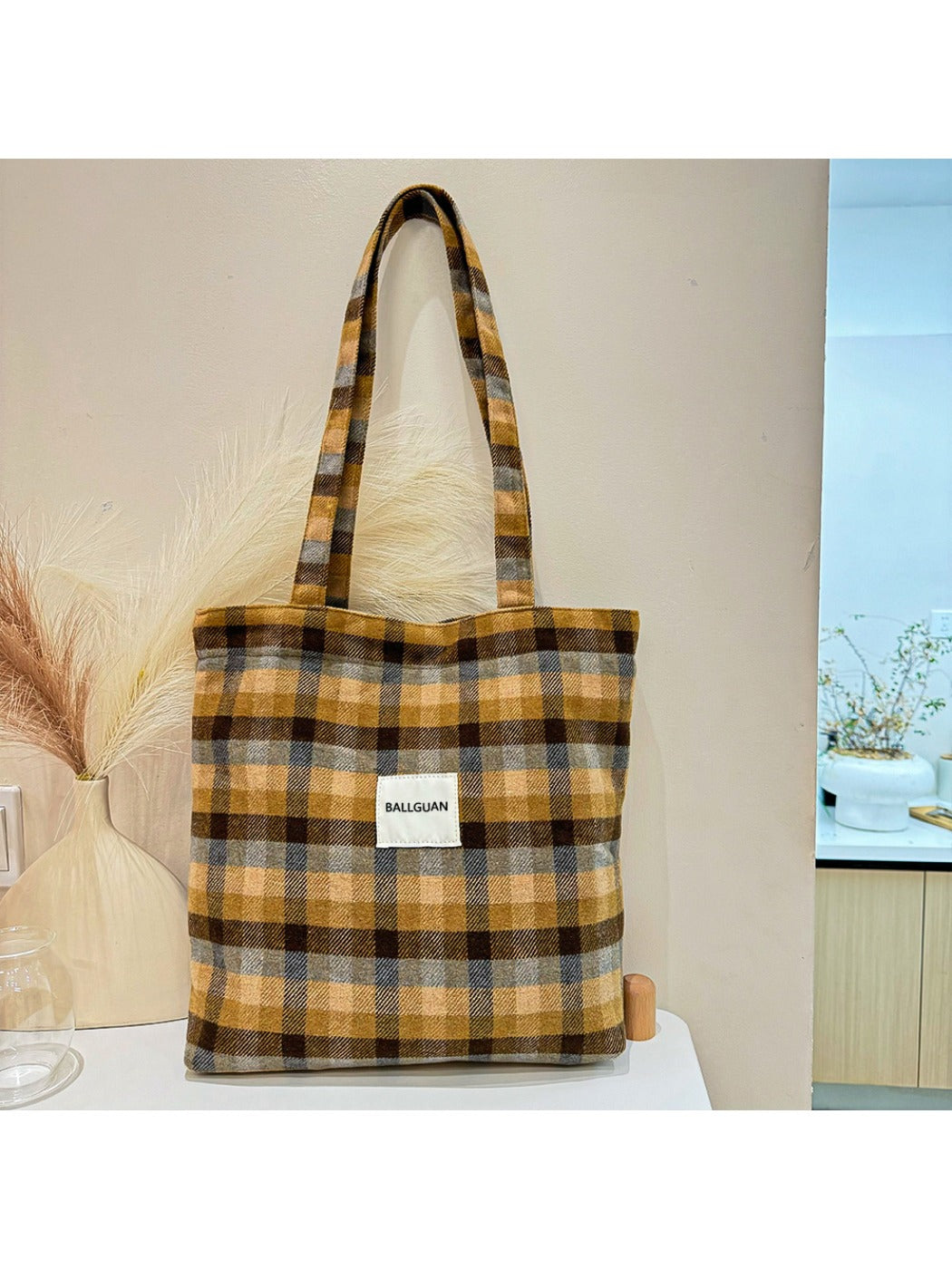 Cosbai – Plaid Crossbody Tote Bag