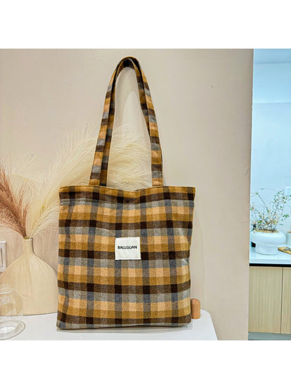 Cosbai – Plaid Crossbody Tote Bag