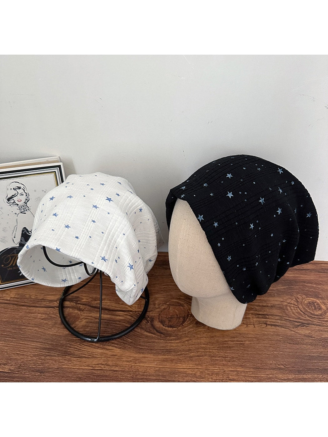 Haila - Women's Star Print Brimless Stack Hat