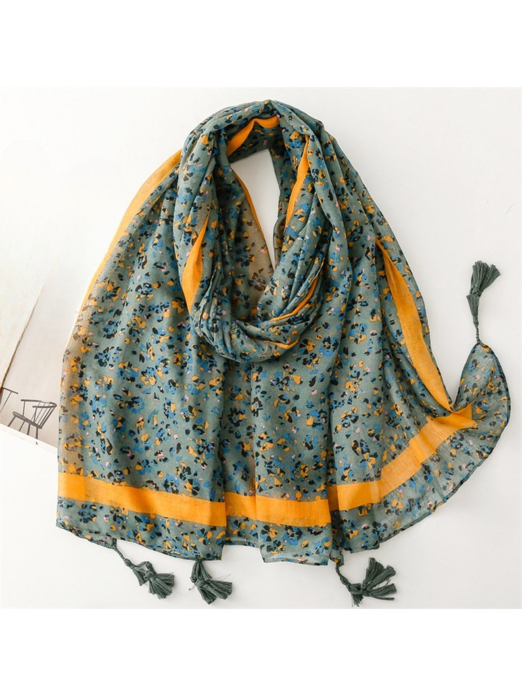 Scarvii - Small Floral Print Lightweight Scarf