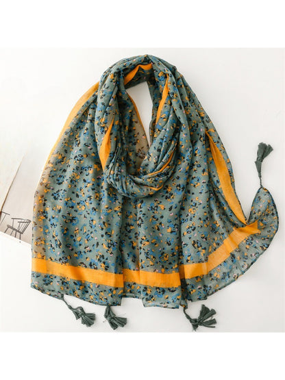 Scarvii - Small Floral Print Lightweight Scarf