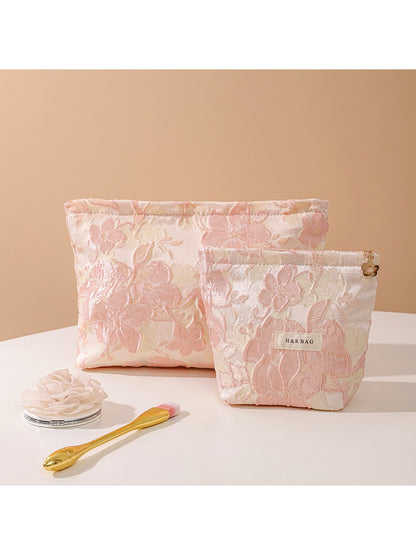 Cosbai - Embossed Floral Storage Pouch Makeup Bag