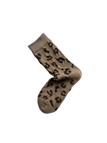 Rufia - 3D Leopard Print Mid-Calf Socks