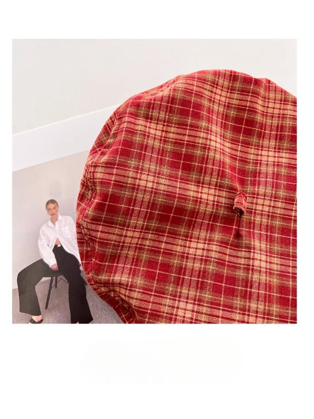 Haila - Plaid Patch Casual Beret Hat