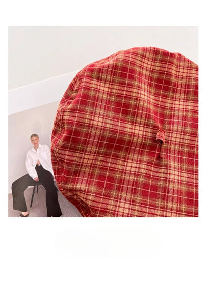 Haila - Plaid Patch Casual Beret Hat