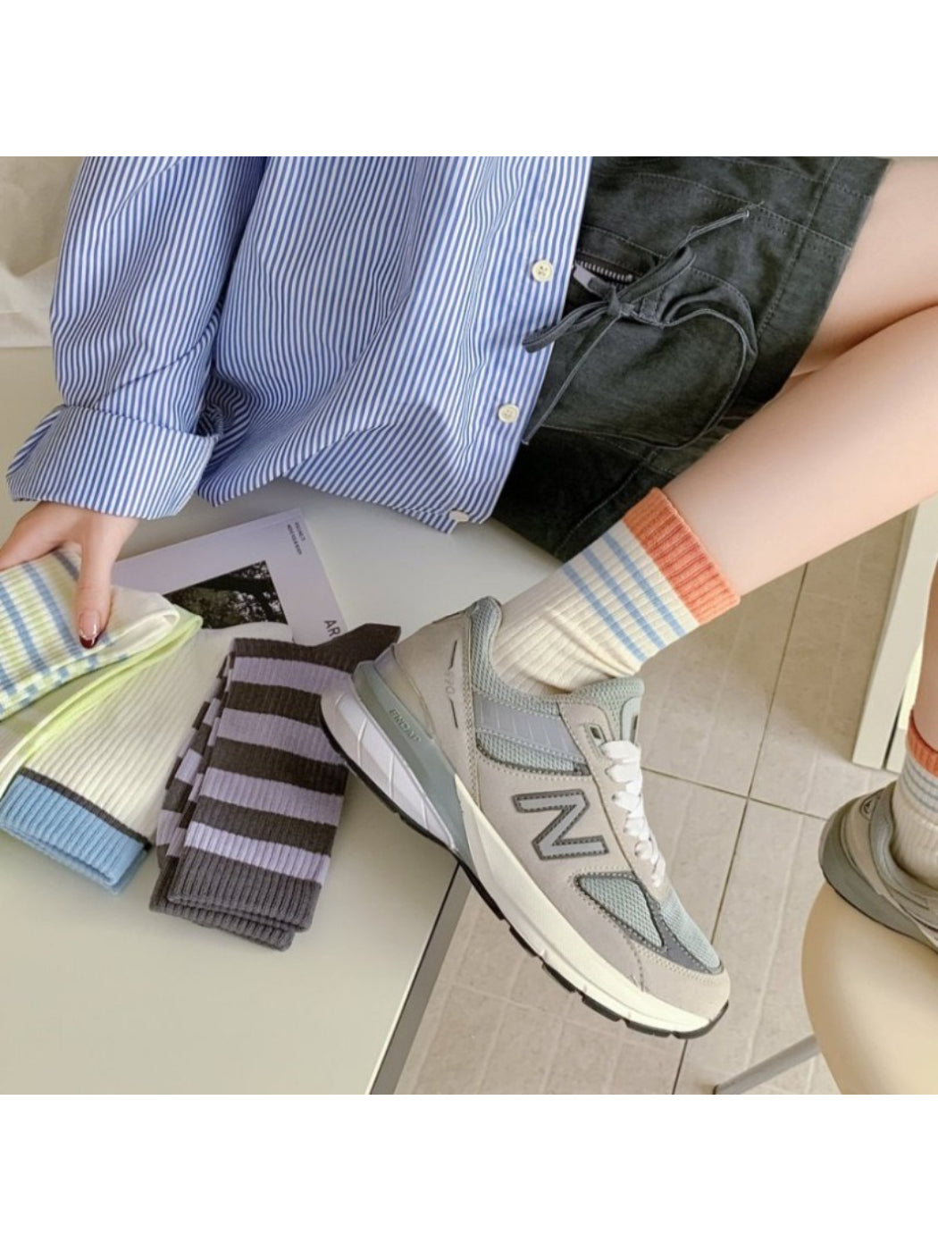 Rufia - Retro Stripe Rib Crew Socks product image 3