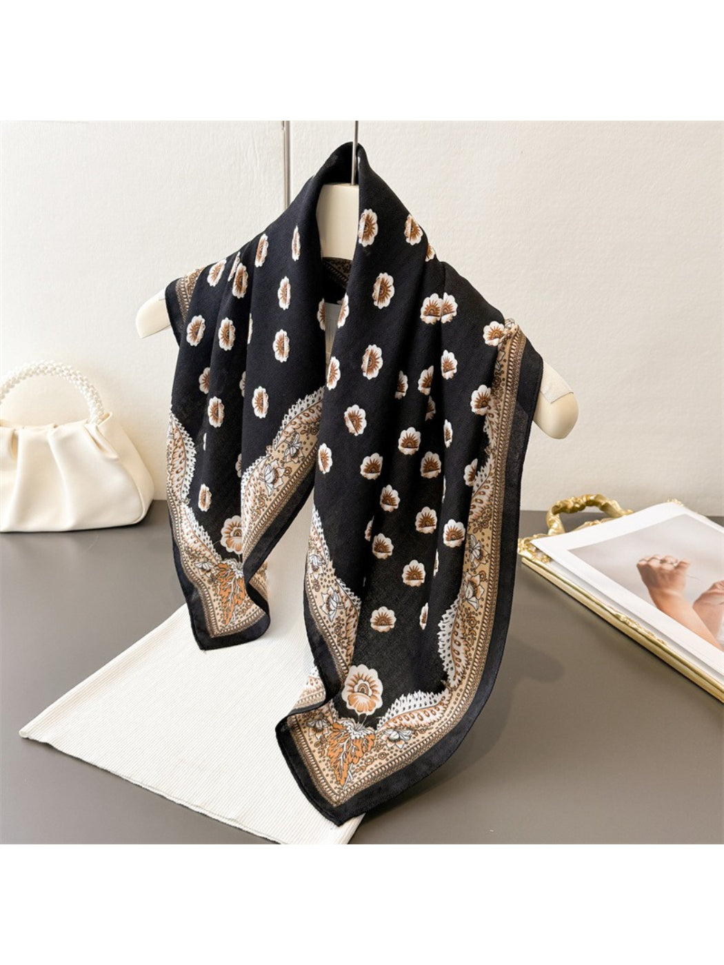 Scarvii - Floral Paisley Border Square Scarf